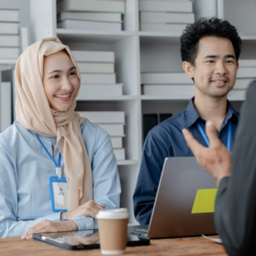International students working on their Malaysian language assignments at the Malaysian Language Centre